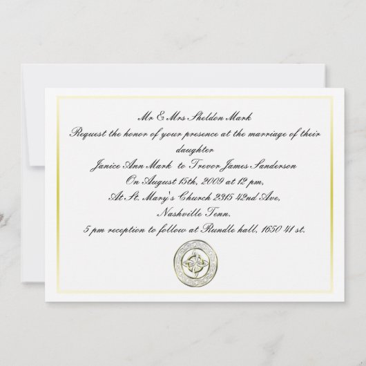 Celtic Knot Wedding Invitation Set Kaart (Achterkant)