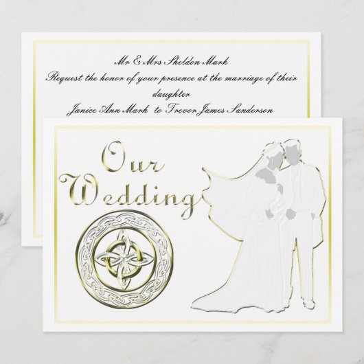 Celtic Knot Wedding Invitation Set Kaart (Voorkant / Achterkant)