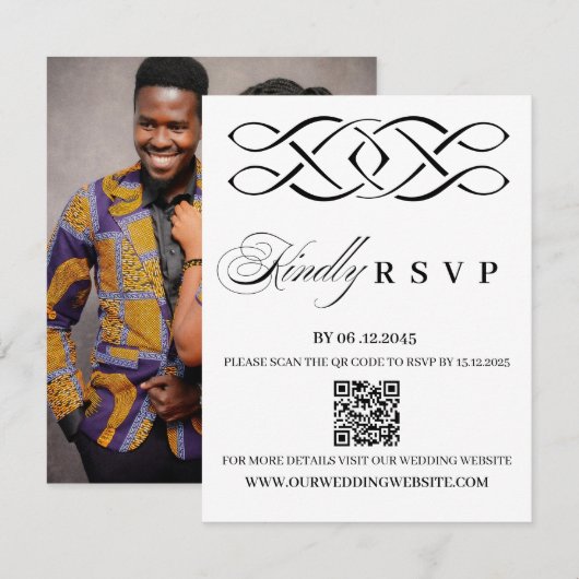 Celtic Knot Wedding RSVP Card Kaartje (Voorkant / Achterkant)