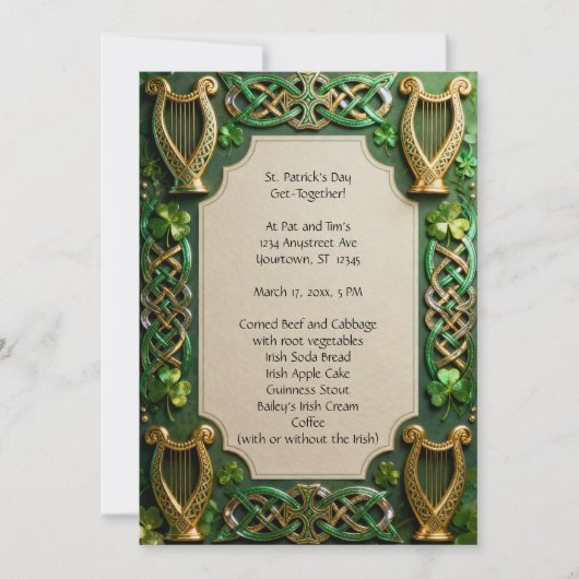 Celtic Knots and Harps St. Patrick's Day Kaart (Voorkant)
