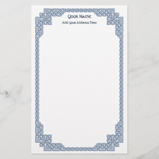Celtic Knots Border Blue Briefpapier (Voorkant)