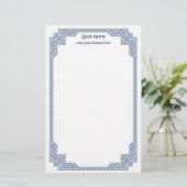 Celtic Knots Border Blue Briefpapier (Staand voorkant)
