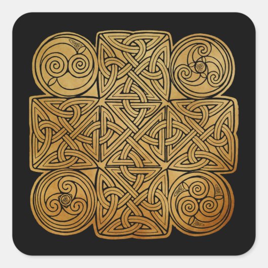 Celtic Knotwork Cross Vierkante Sticker (Voorkant)