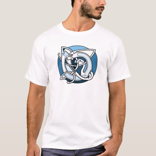 Celtic Knotwork Design - Blue Dog T-shirt (Voorkant)