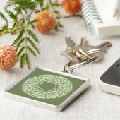 Celtic Knotwork Fish Design in Green Sleutelhanger (Zijkant)