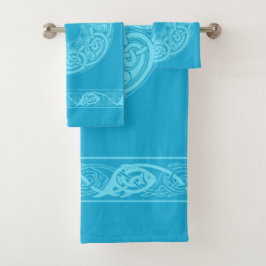 Celtic Knotwork Fish in Blue Bad Handdoek