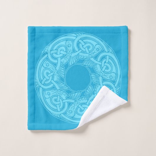 Celtic Knotwork Fish in Blue Bad Handdoek (Wasdoekje)
