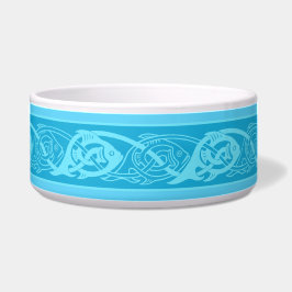 Celtic Knotwork Fish in Blue Ceramic Pet Bowl. Voerbakje