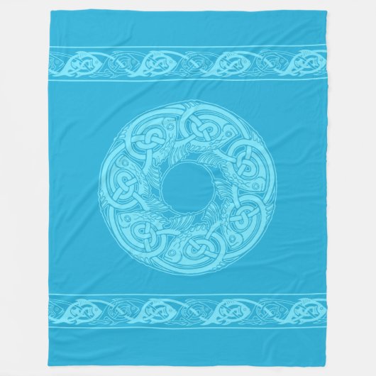 Celtic Knotwork Fish in Blue Fleece Deken (Voorkant)