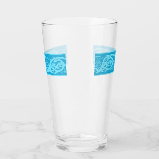 Celtic Knotwork Fish in Blue Glas (Rechts)