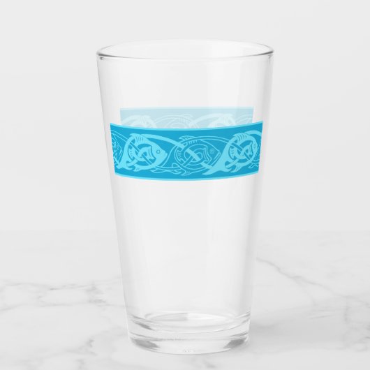 Celtic Knotwork Fish in Blue Glas (Voorkant)