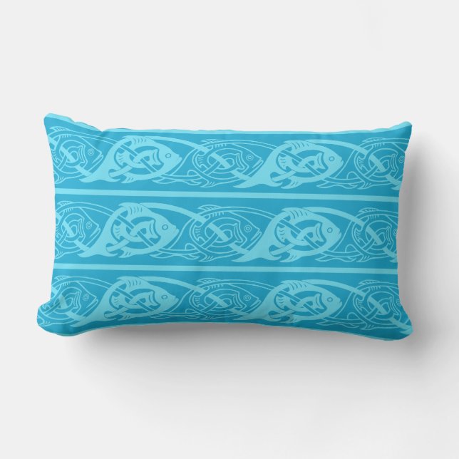 Celtic Knotwork Fish in Blue Kussen (Voorkant)