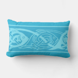 Celtic Knotwork Fish in Blue Sierkussen Buitenkussen