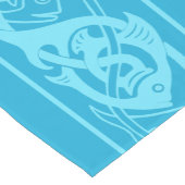 Celtic Knotwork Fish in Blue Table Runner Korte Tafelloper (Hoek)