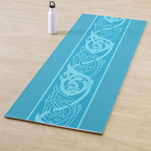 Celtic Knotwork Fish in Blue Yogamat (In situ)