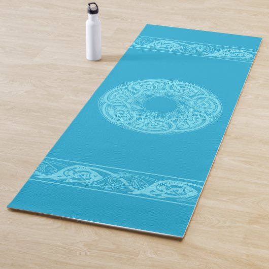 Celtic Knotwork Fish in Blue Yogamat (In situ)