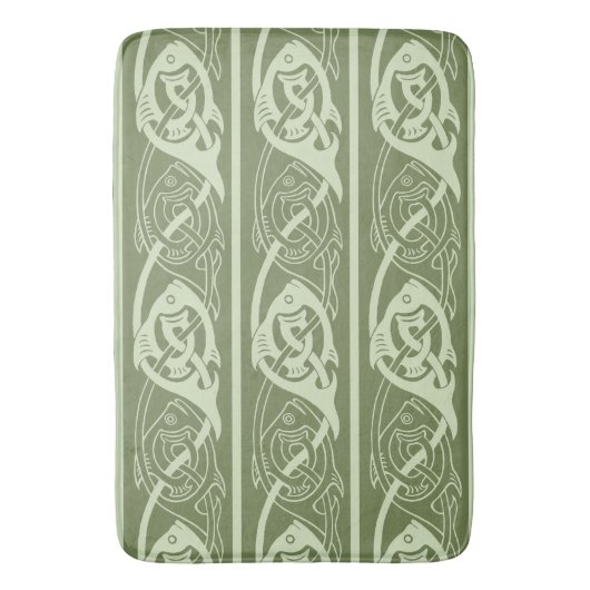 Celtic Knotwork Fish in Green Badmat (Voorkant Verticaal)