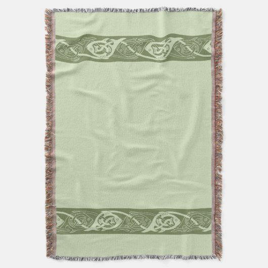 Celtic Knotwork Fish in Green Deken (Voorkant Verticaal)