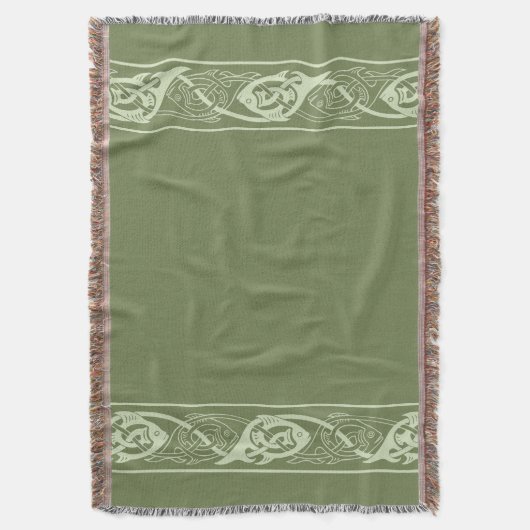 Celtic Knotwork Fish in Green Deken (Voorkant Verticaal)