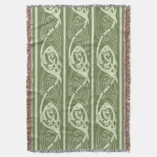 Celtic Knotwork Fish in Green Deken (Voorkant Verticaal)