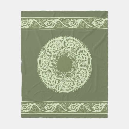 Celtic Knotwork Fish in Green Fleece Deken (Voorkant)