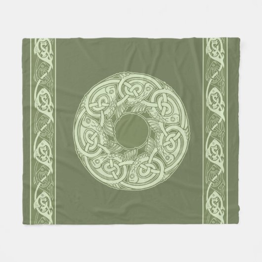 Celtic Knotwork Fish in Green Fleece Deken (Voorkant (Horizontaal))