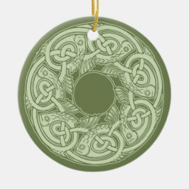 Celtic Knotwork Fish in Green Keramisch Ornament