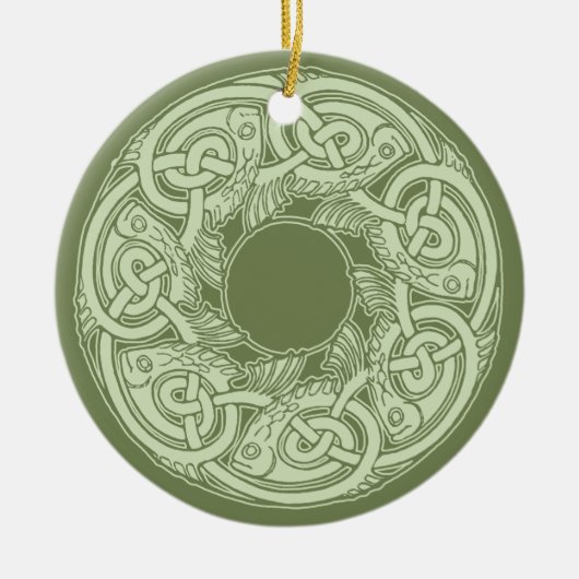Celtic Knotwork Fish in Green Keramisch Ornament (Voorkant)