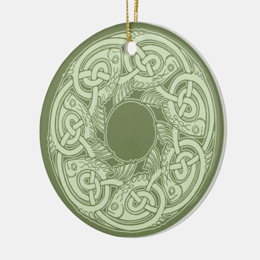 Celtic Knotwork Fish in Green Keramisch Ornament (Links)