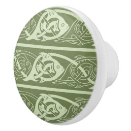 Celtic Knotwork Fish in Green Keramische Knop
