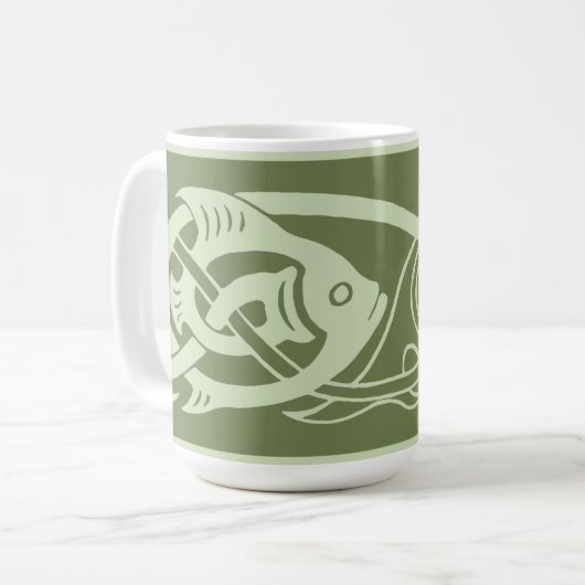 Celtic Knotwork Fish in Green Koffiemok (Voorkant links)