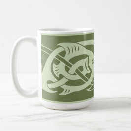Celtic Knotwork Fish in Green Koffiemok