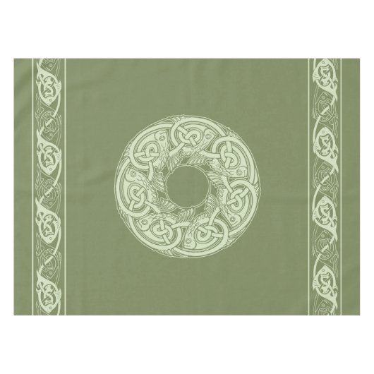 Celtic Knotwork Fish in Green Tafelkleed (Voorkant (Horizontaal))