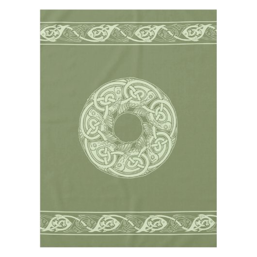 Celtic Knotwork Fish in Green Tafelkleed (Voorkant)