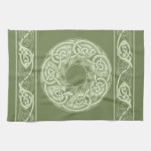 Celtic Knotwork Fish in Green Theedoek (Horizontaal)