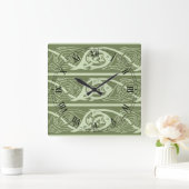 Celtic Knotwork Fish in Green Vierkante Klok (Huis)