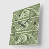 Celtic Knotwork Fish in Green Vierkante Klok (Hoek)