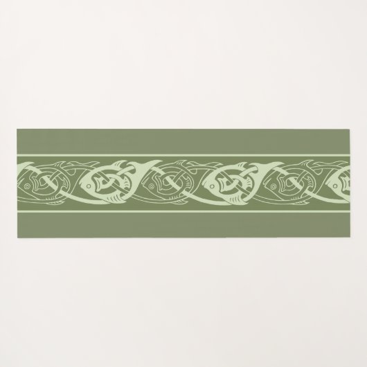 Celtic Knotwork Fish in Green Yogamat (Achterkant (horizontaal))