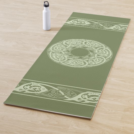 Celtic Knotwork Fish in Green Yogamat (In situ)