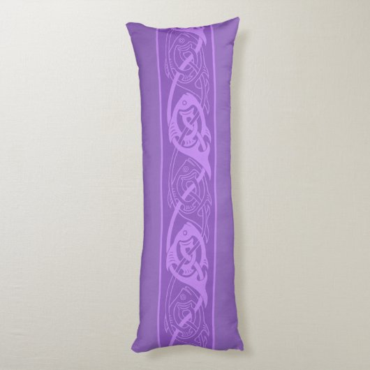 Celtic Knotwork Fish in Paars Lichaamskussen (Achterkant (Verticaal))