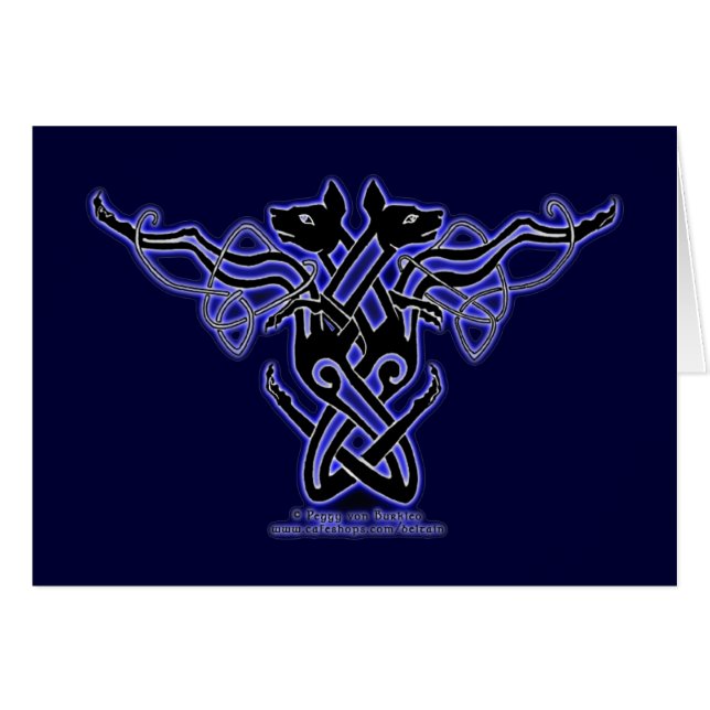 Celtic Knotwork Hounds Card (Voorkant Horizontaal)