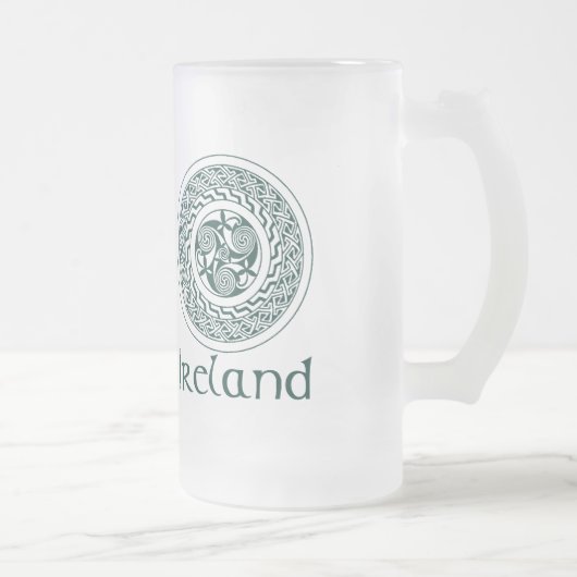Celtic Knotwork Irish Medallion Pattern in Green Matglas Bierpul (Rechts)