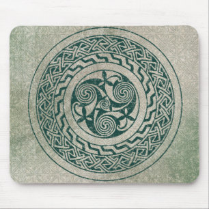 Celtic Knotwork Irish Medallion Pattern in Green Muismat