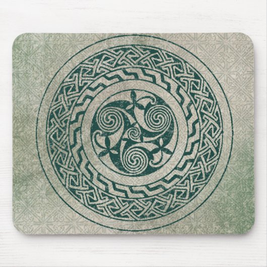 Celtic Knotwork Irish Medallion Pattern in Green Muismat (Voorkant)