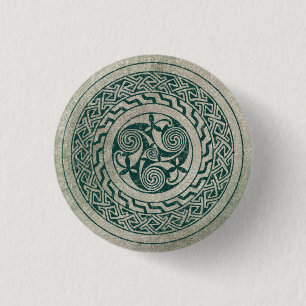 Celtic Knotwork Irish Medallion Pattern in Green Ronde Button 3,2 Cm