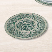 Celtic Knotwork Irish Medallion Pattern in Green Ronde Kartonnen Onderzetter (Gebogen)