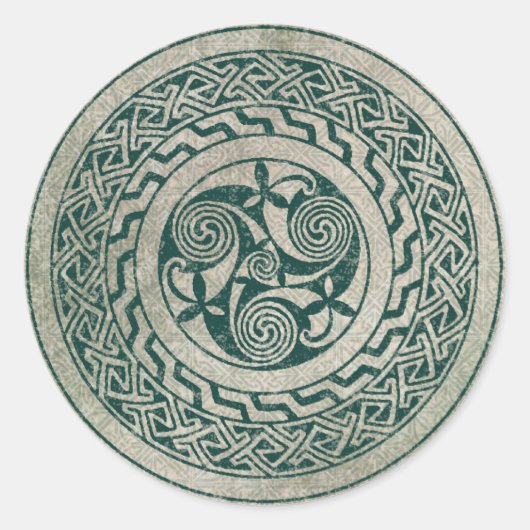 Celtic Knotwork Irish Medallion Pattern in Green Ronde Sticker (Voorkant)