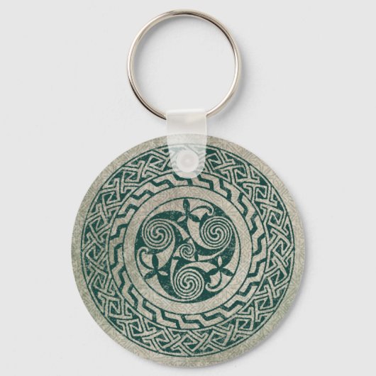 Celtic Knotwork Irish Medallion Pattern in Green Sleutelhanger (Voorkant)