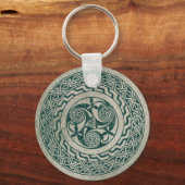 Celtic Knotwork Irish Medallion Pattern in Green Sleutelhanger (Voorkant)