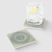 Celtic Knotwork Irish Medallion Pattern in Green Stenen Onderzetter (Zijkant)